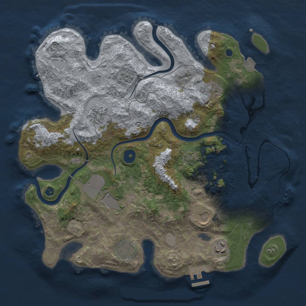 Rust Map: Procedural Map, Size: 3500, Seed: 790250165, 13 Monuments