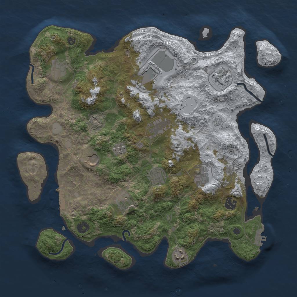 Rust Map: Procedural Map, Size: 3711, Seed: 398678, 20 Monuments