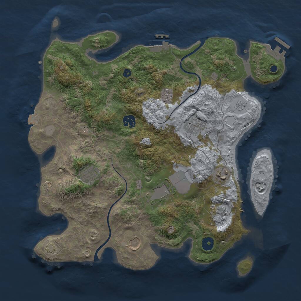 Rust Map: Procedural Map, Size: 3500, Seed: 23532617, 14 Monuments