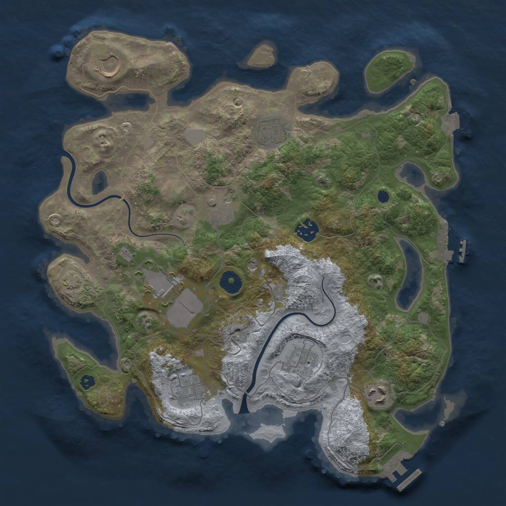 Rust Map: Procedural Map, Size: 3500, Seed: 666494704, 13 Monuments