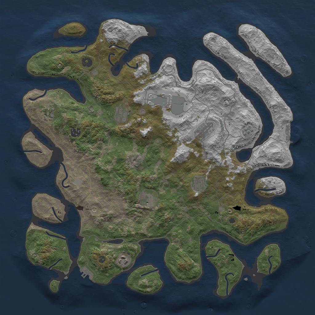 Rust Map: Procedural Map, Size: 4500, Seed: 659171514, 17 Monuments
