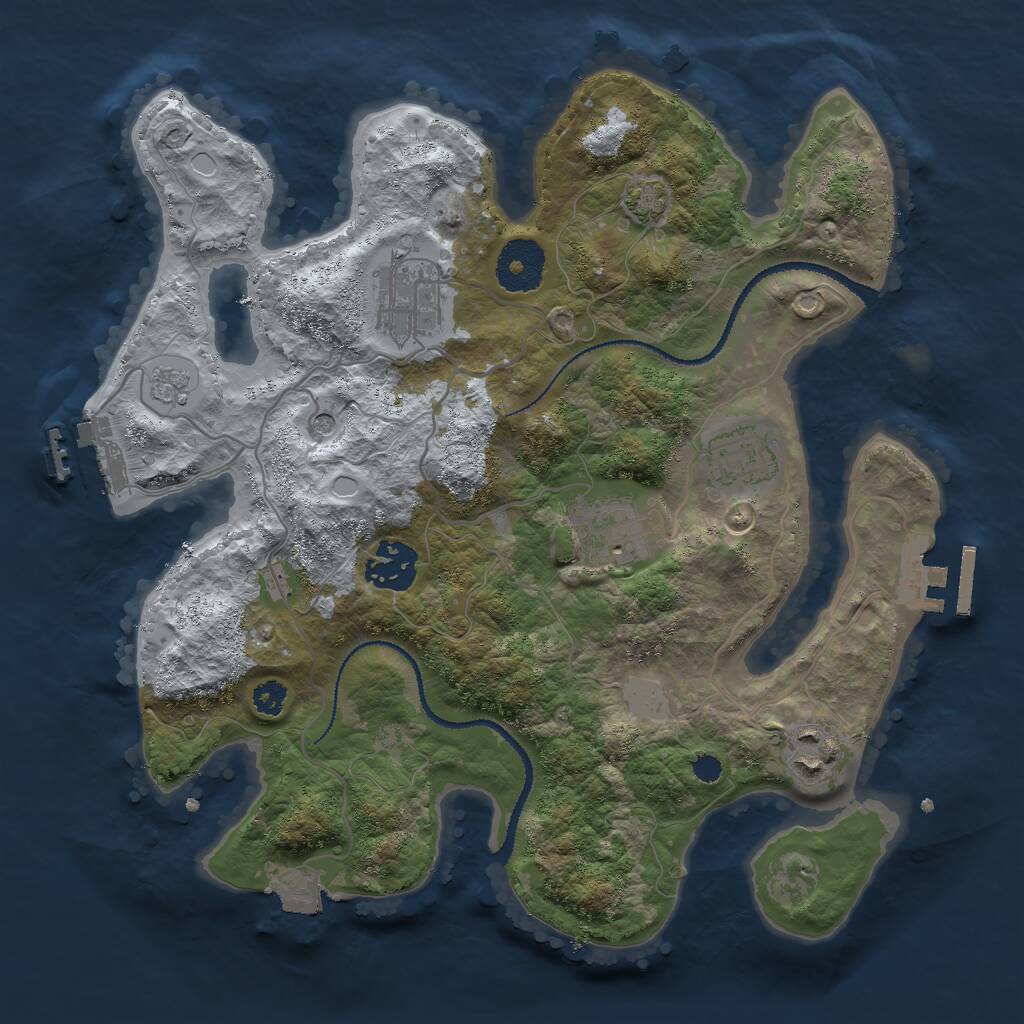 Rust Map: Procedural Map, Size: 3000, Seed: 1053980500, 11 Monuments