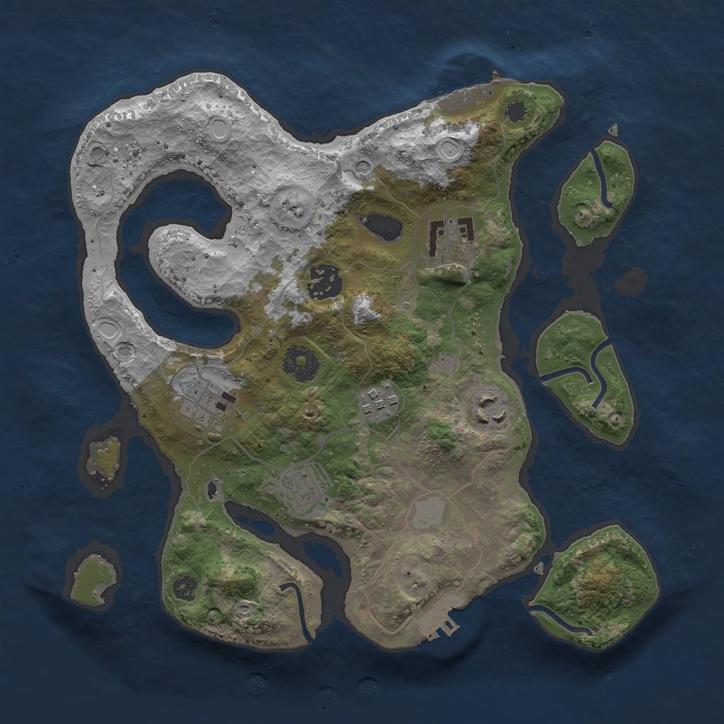 Rust Map: Procedural Map, Size: 3000, Seed: 166957412, 14 Monuments
