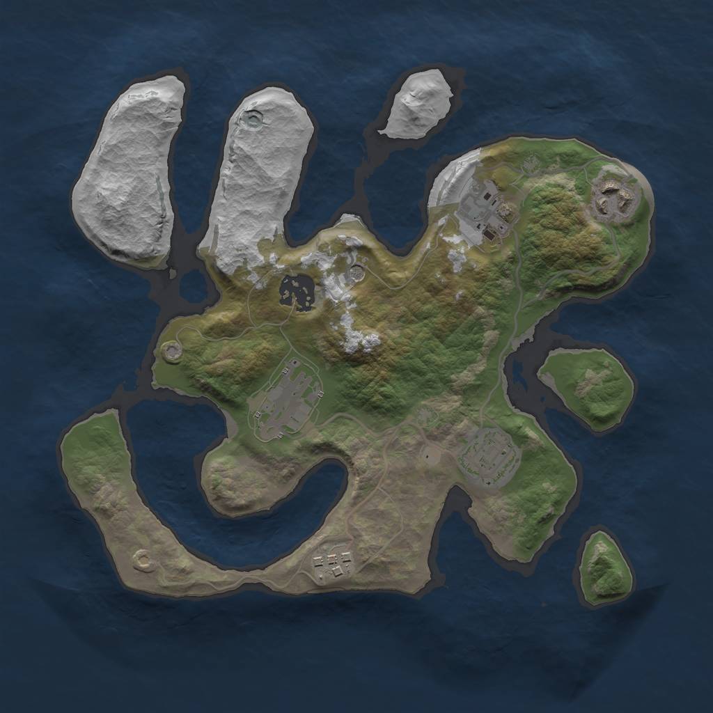 Rust Map: Barren, Size: 2800, Seed: 45, 9 Monuments