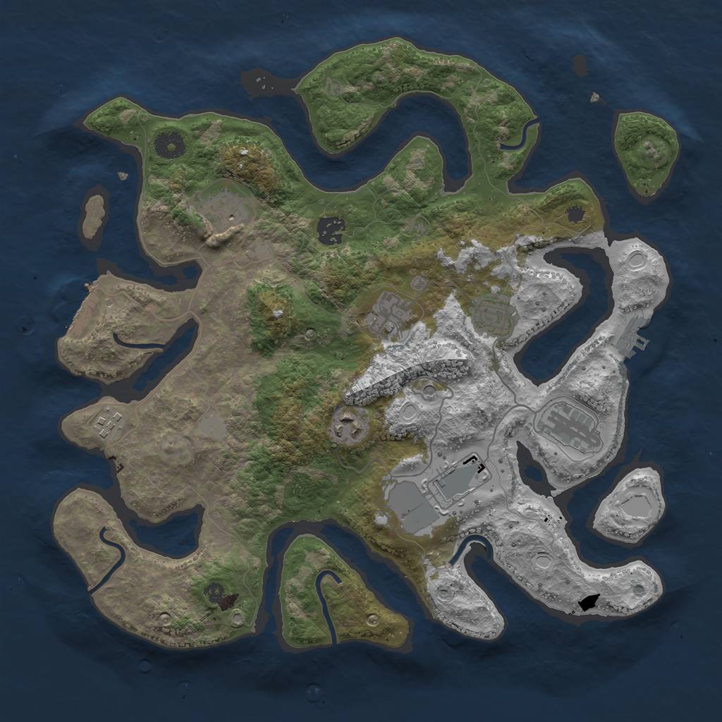 Rust Map: Procedural Map, Size: 3700, Seed: 327654, 16 Monuments