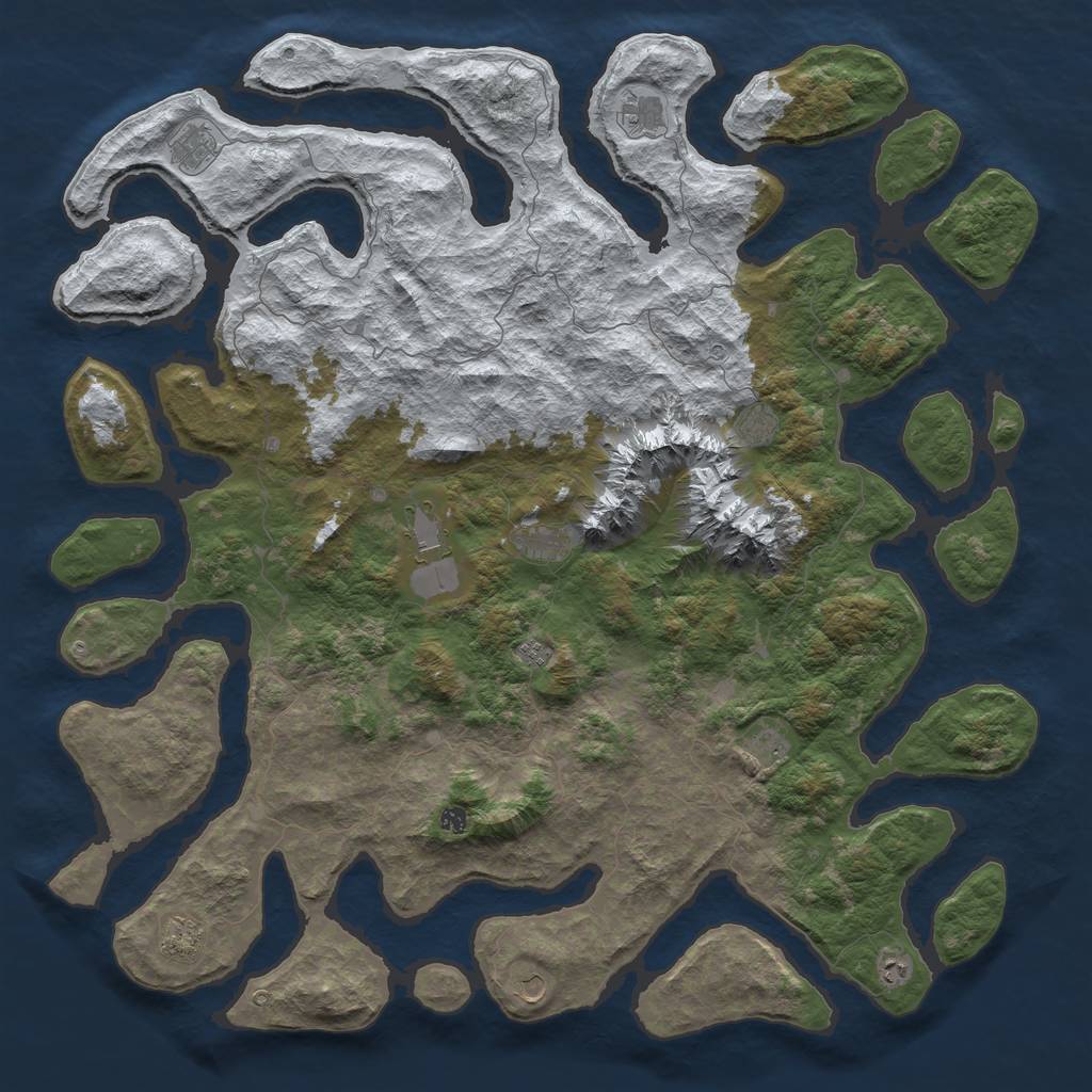 Rust Map: Barren, Size: 6000, Seed: 5500, 14 Monuments