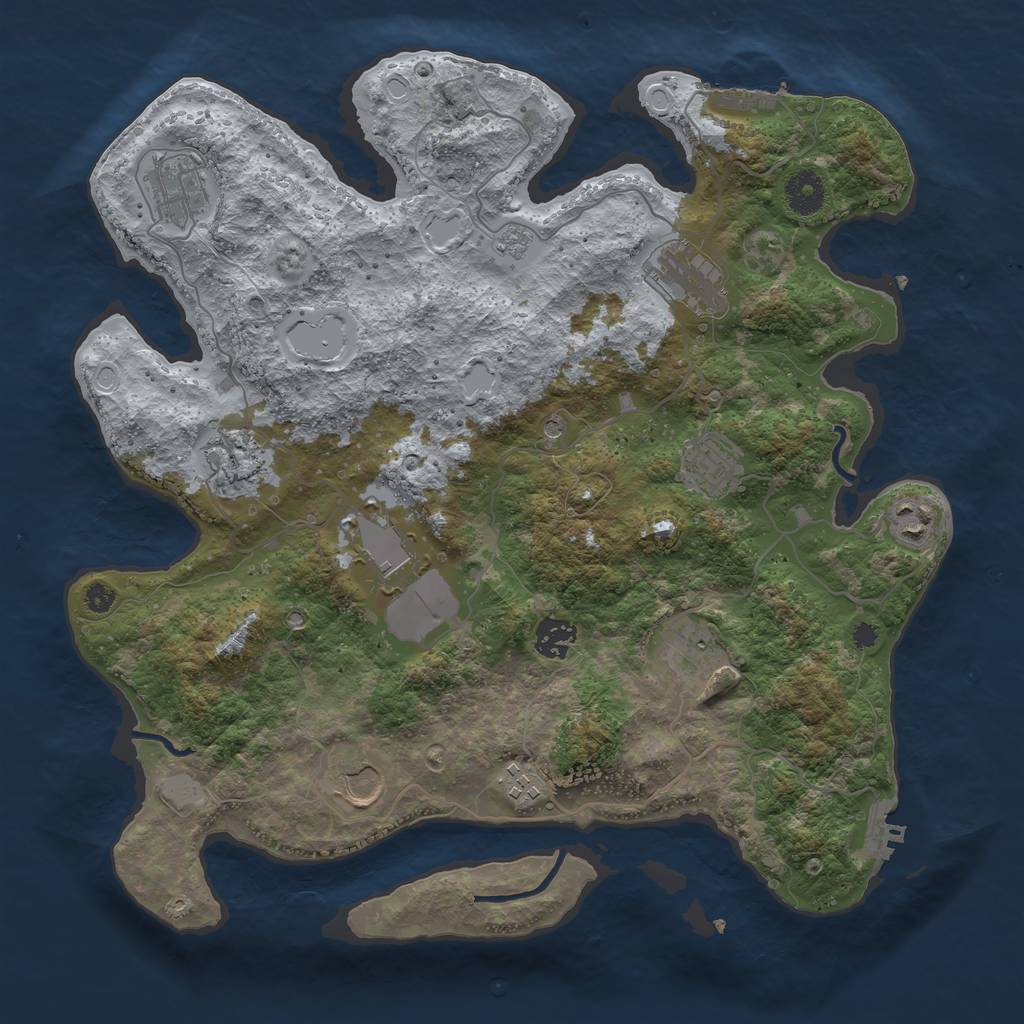 Rust Map: Procedural Map, Size: 3700, Seed: 317638839, 17 Monuments