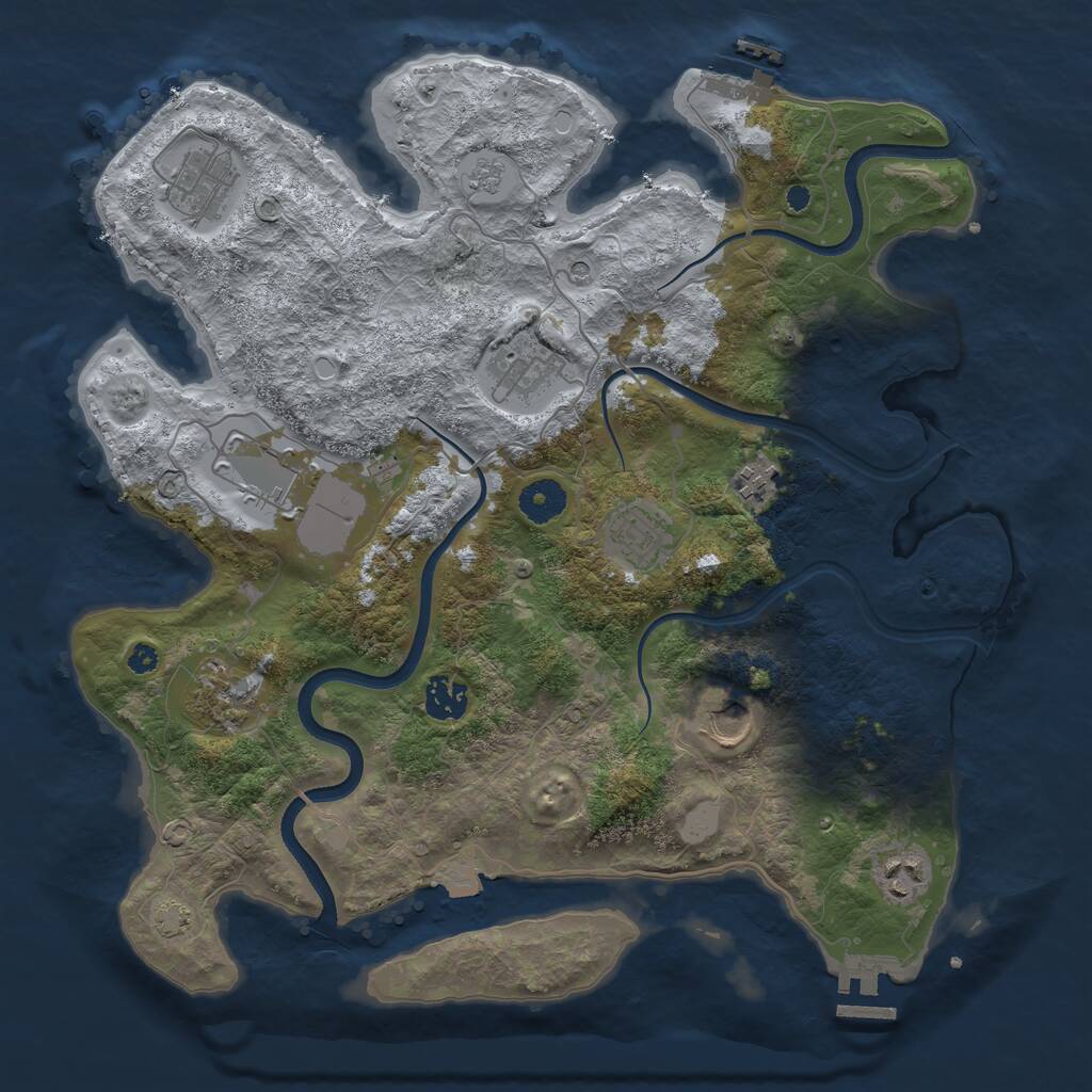 Rust Map: Procedural Map, Size: 3700, Seed: 317638839, 15 Monuments
