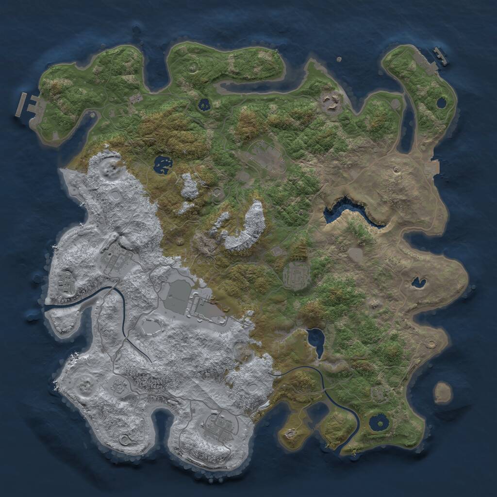 Rust Map: Procedural Map, Size: 4000, Seed: 1855900150, 14 Monuments