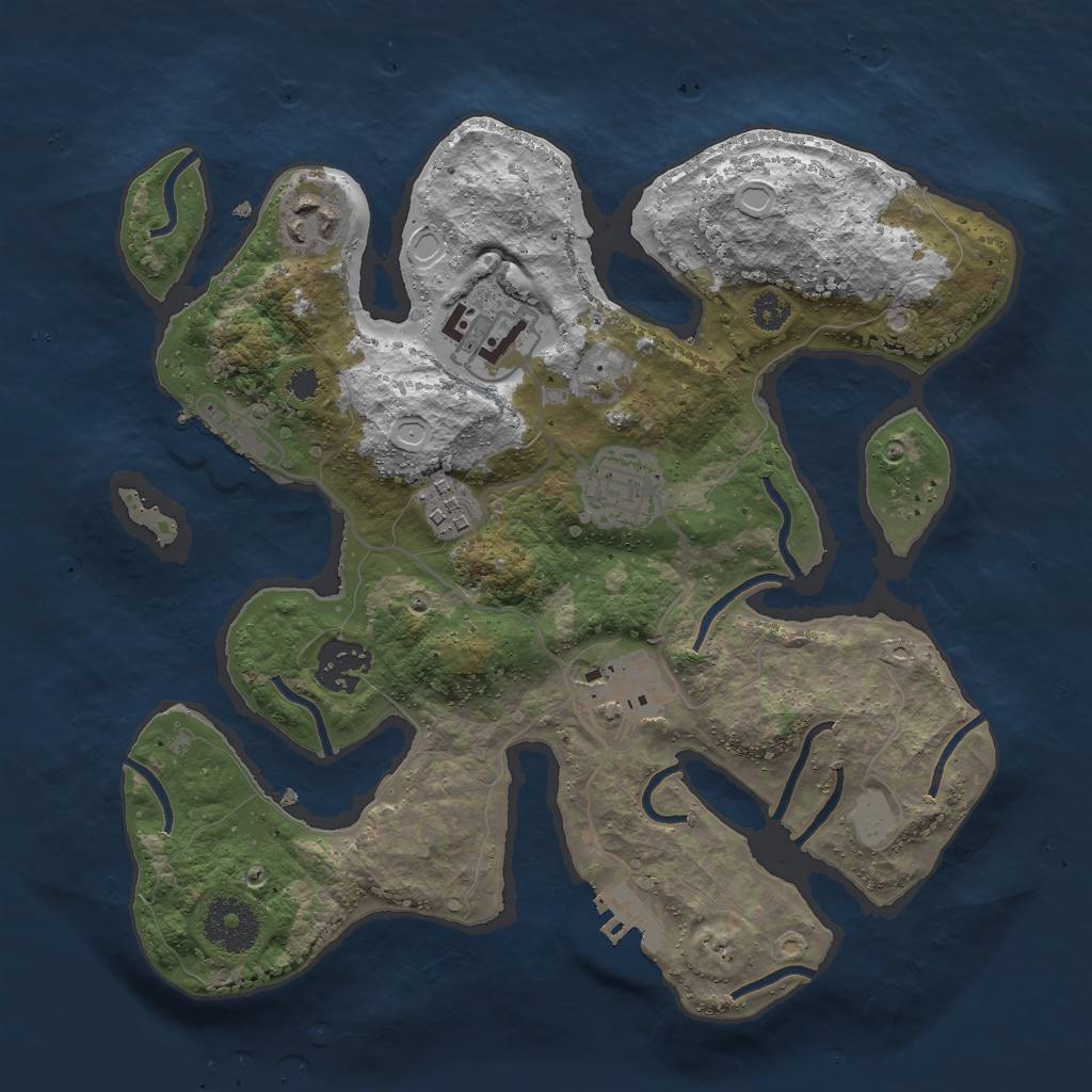 Rust Map: Procedural Map, Size: 3000, Seed: 987684, 13 Monuments