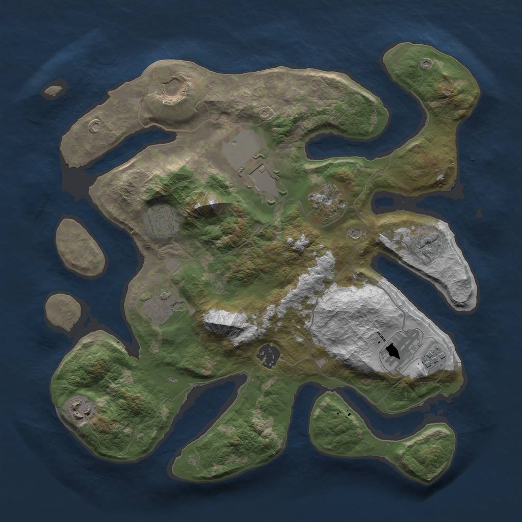 Rust Map: Barren, Size: 3500, Seed: 103733417, 12 Monuments
