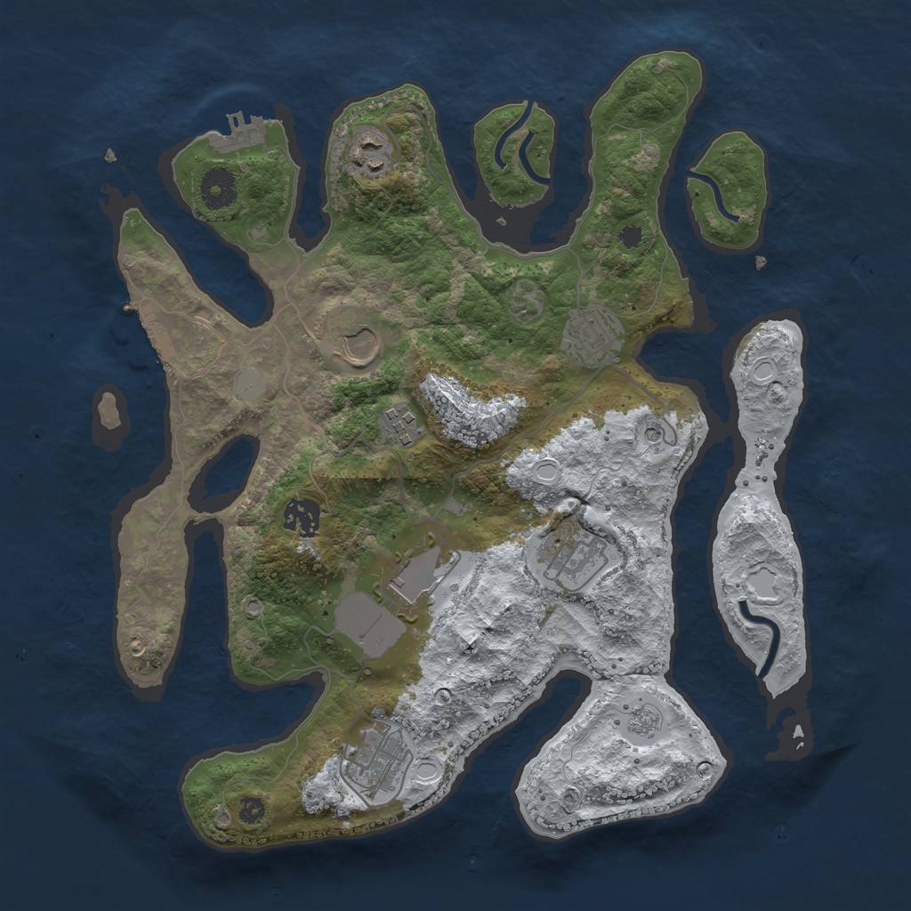 Rust Map: Procedural Map, Size: 3500, Seed: 224707613, 17 Monuments