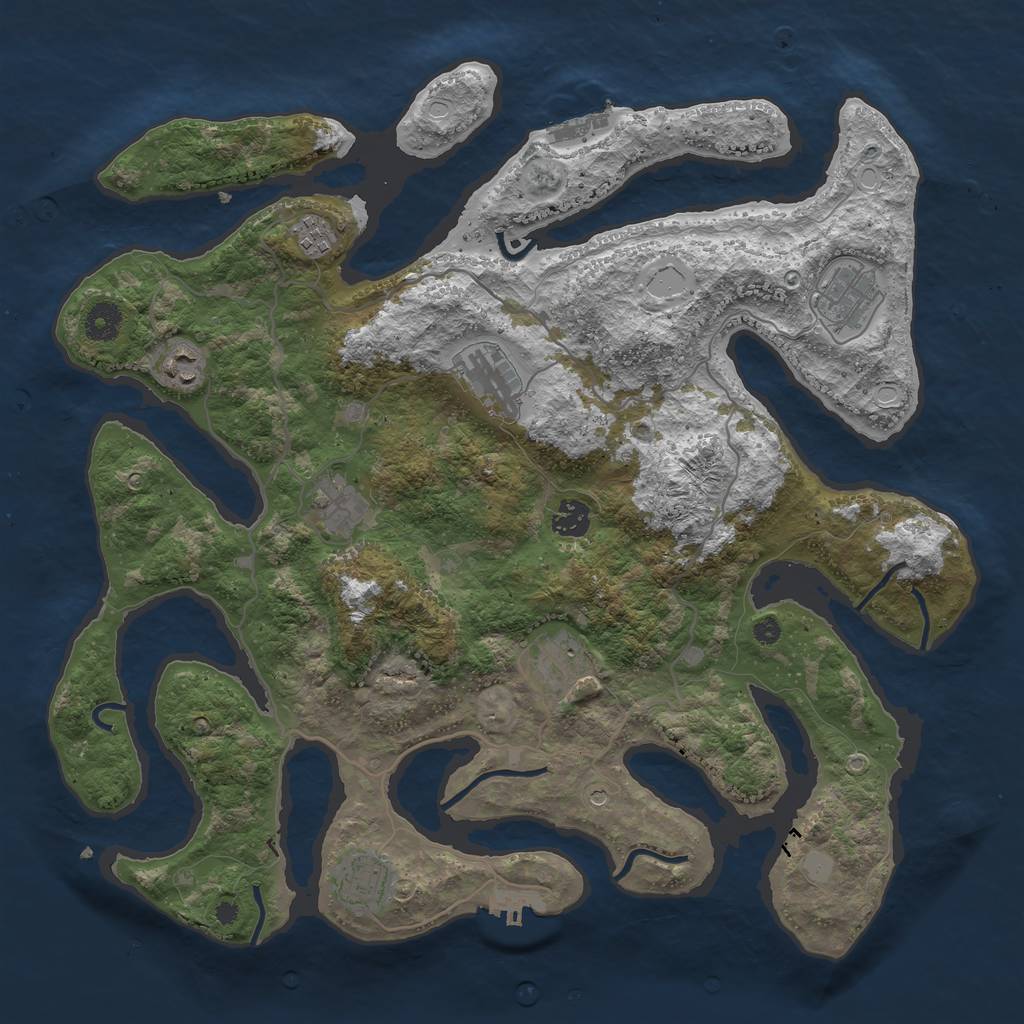 Rust Map: Procedural Map, Size: 4000, Seed: 665969872, 16 Monuments