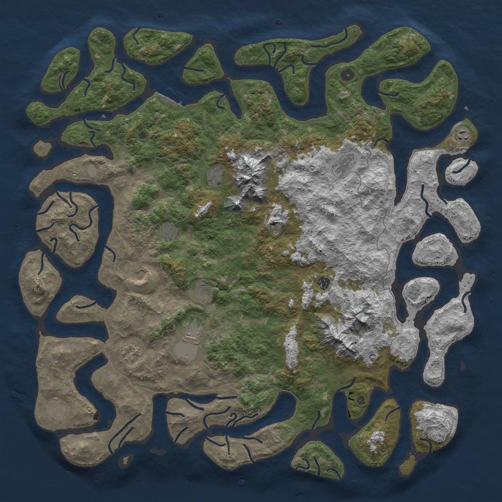Rust Map: Procedural Map, Size: 6000, Seed: 10050, 18 Monuments