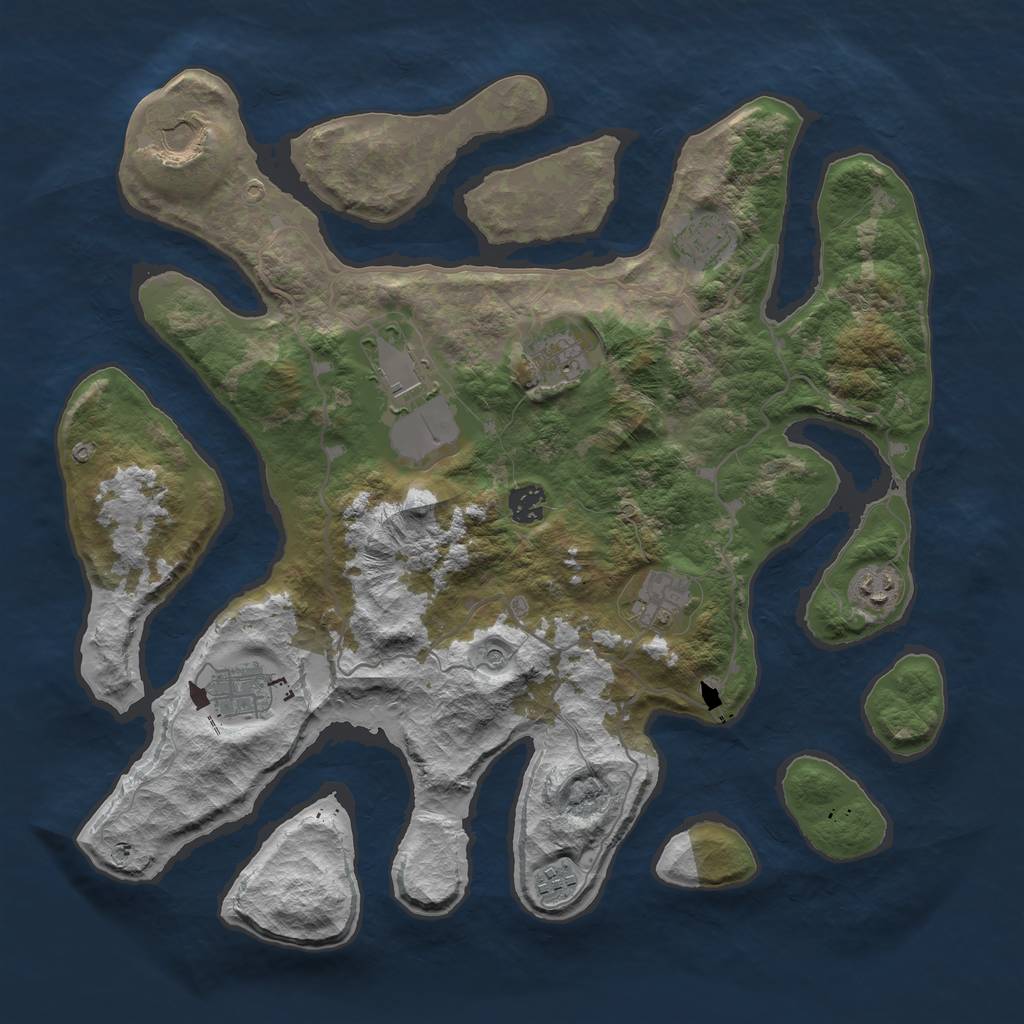 Rust Map: Barren, Size: 4000, Seed: 2020804396, 12 Monuments