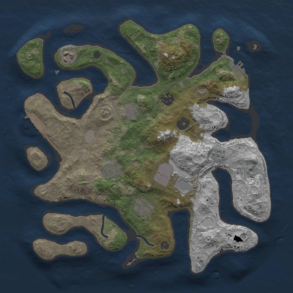 Rust Map: Procedural Map, Size: 3500, Seed: 396260037, 15 Monuments