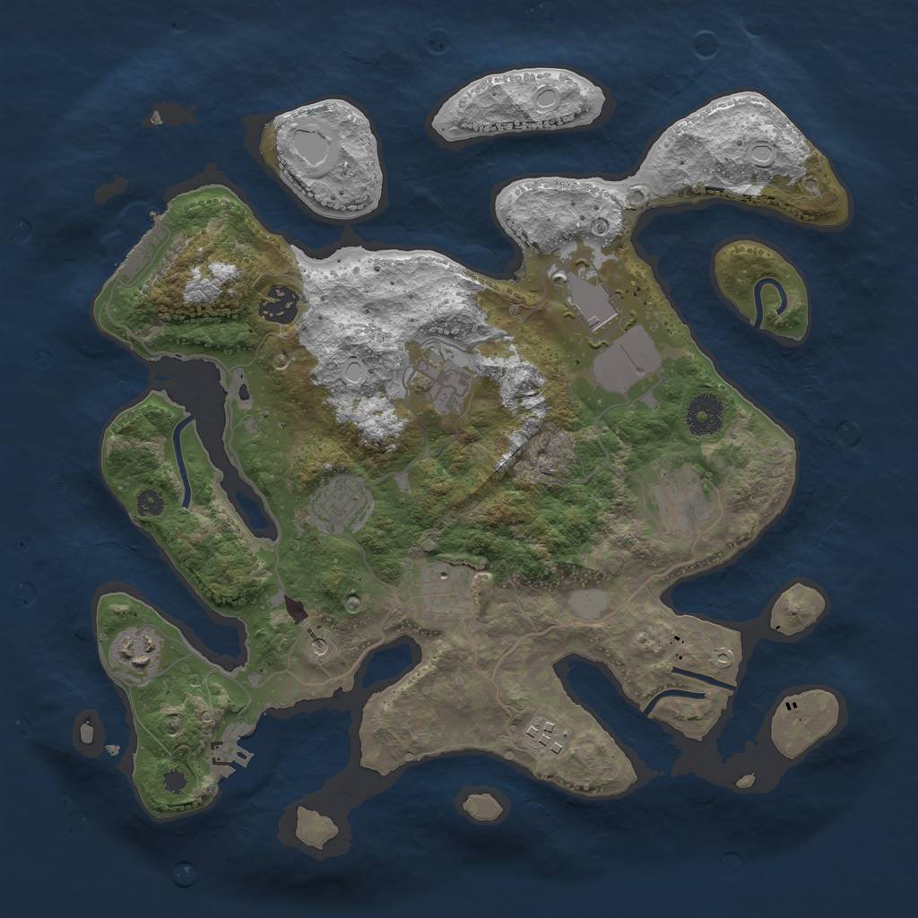 Rust Map: Procedural Map, Size: 3500, Seed: 2342323, 16 Monuments