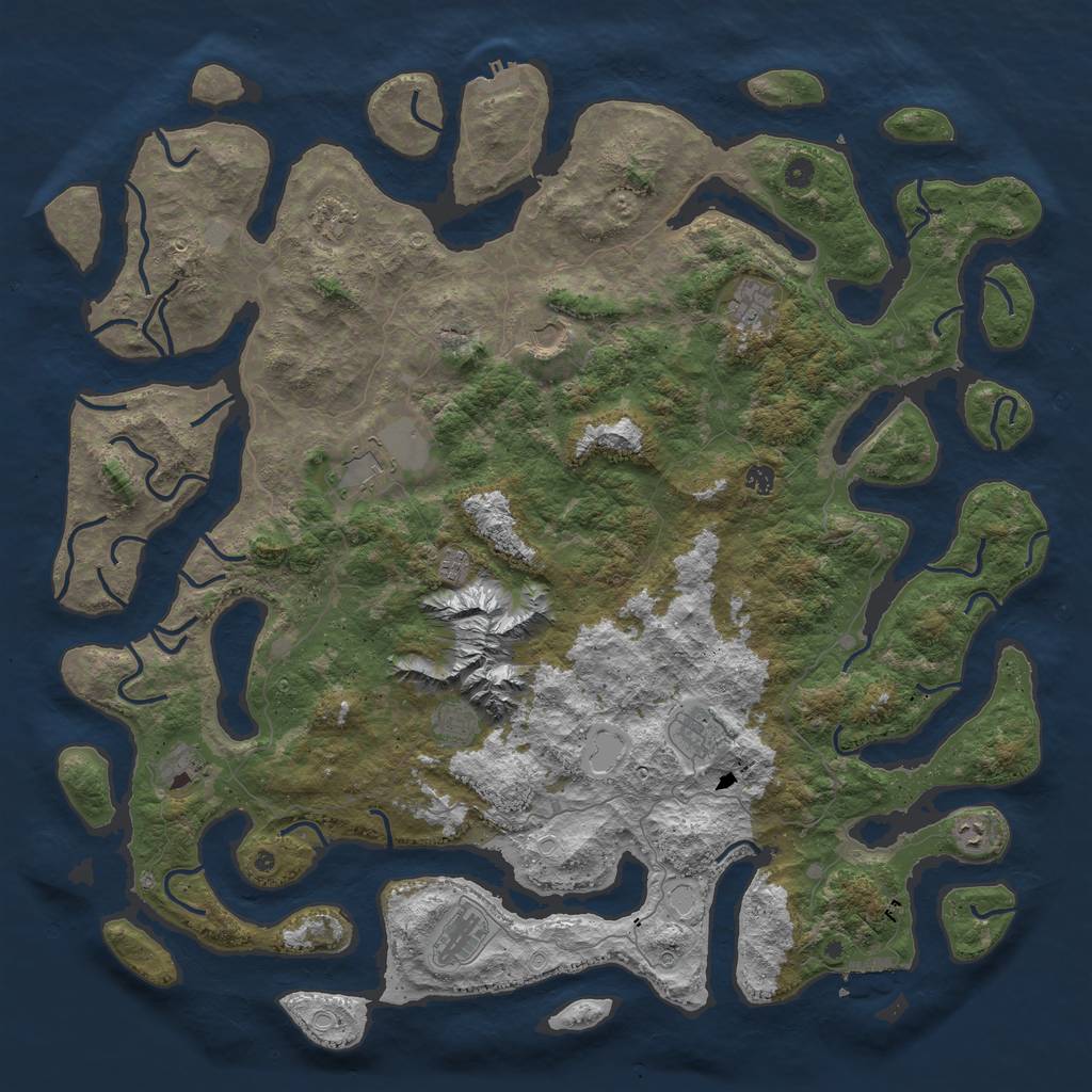 Rust Map: Procedural Map, Size: 5500, Seed: 7273501, 19 Monuments