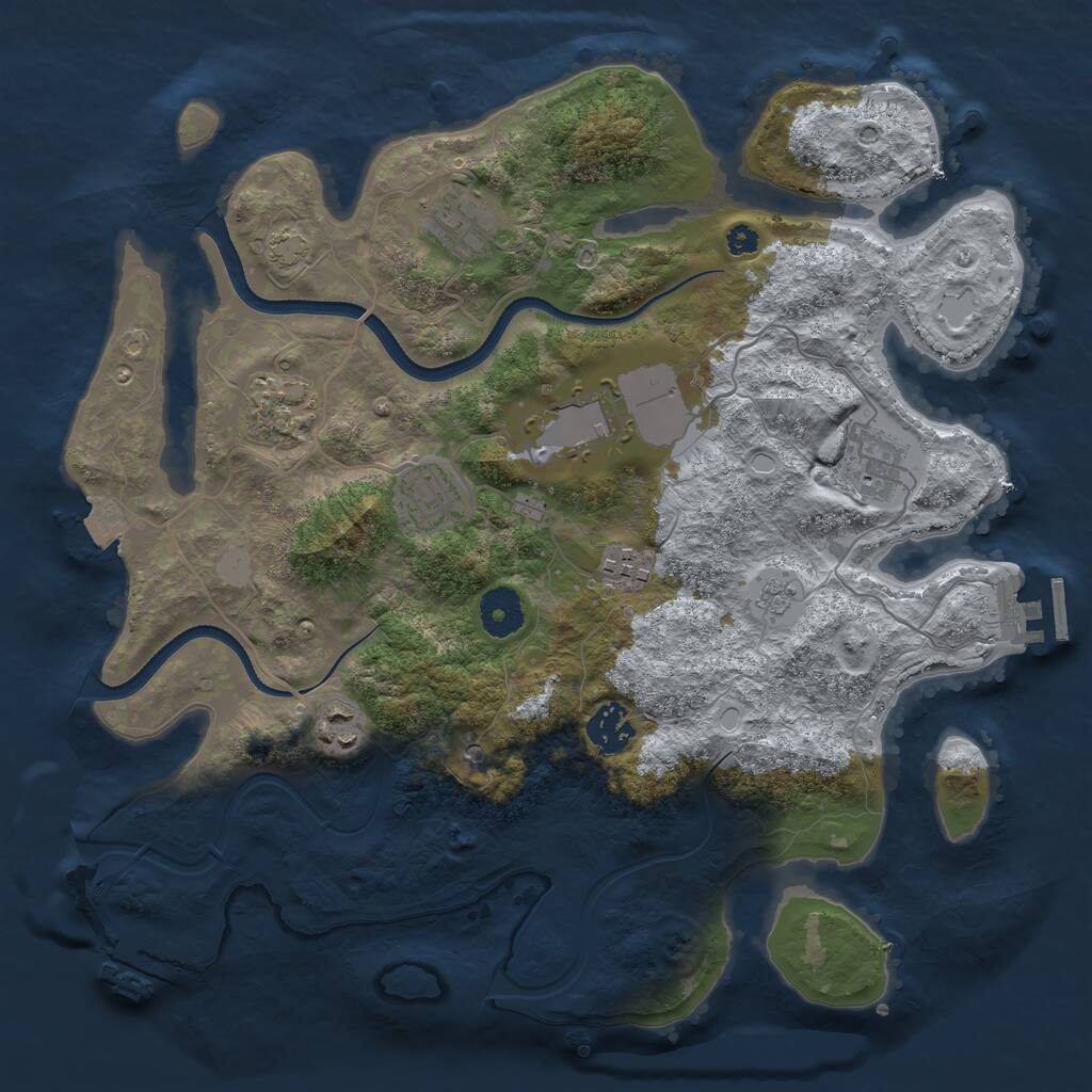 Rust Map: Procedural Map, Size: 3500, Seed: 71121, 14 Monuments