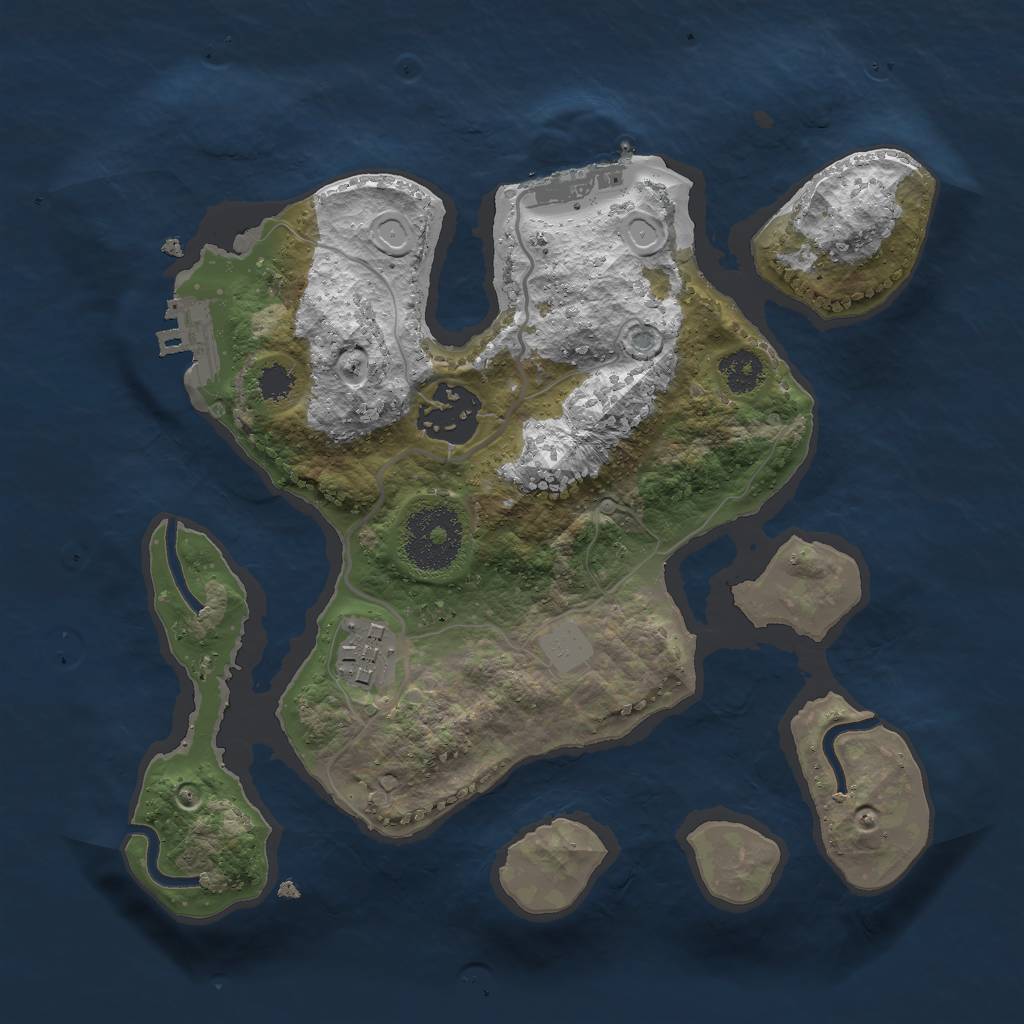Rust Map: Procedural Map, Size: 2500, Seed: 6740, 9 Monuments