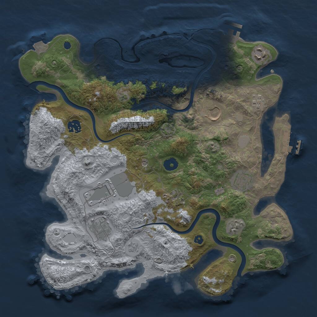 Rust Map: Procedural Map, Size: 3500, Seed: 7485, 14 Monuments