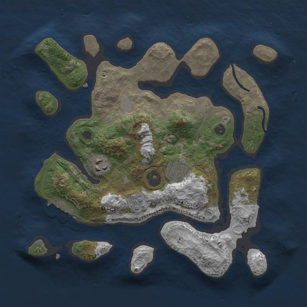 Rust Map: Procedural Map, Size: 3000, Seed: 7023, 9 Monuments