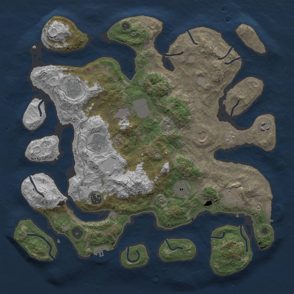 Rust Map: Procedural Map, Size: 4000, Seed: 299037889, 17 Monuments