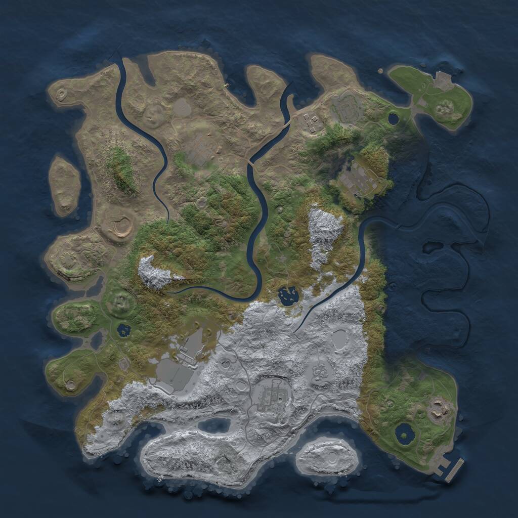 Rust Map: Procedural Map, Size: 3850, Seed: 581399253, 14 Monuments