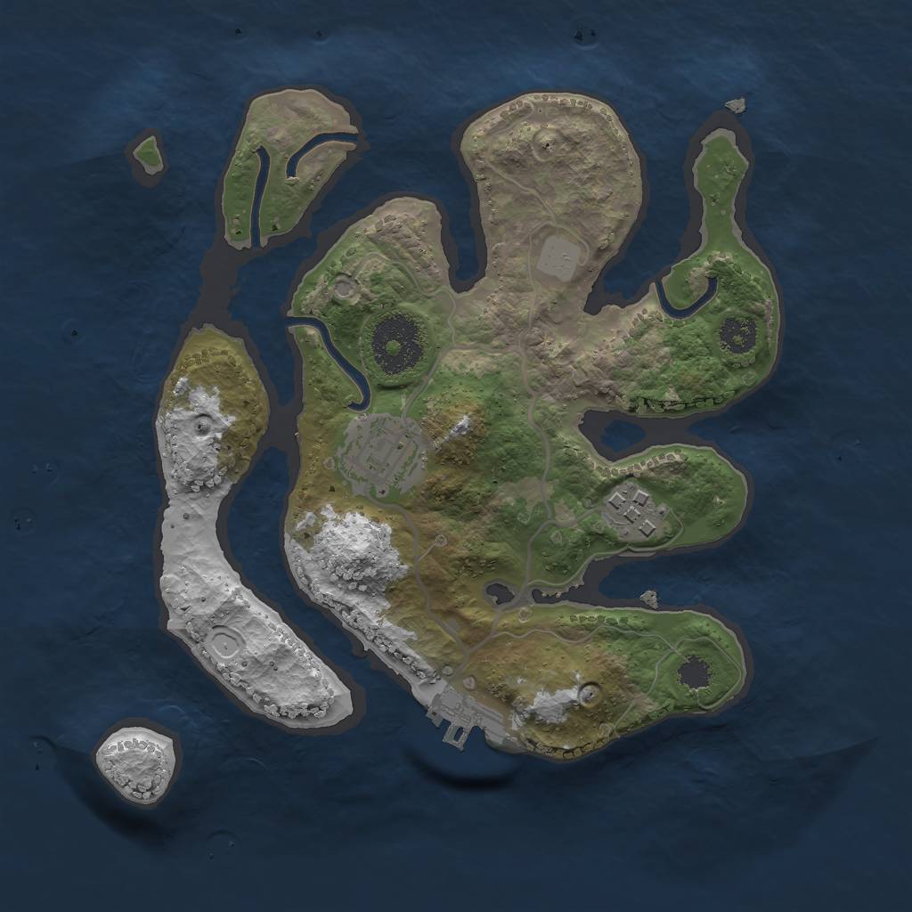 Rust Map: Procedural Map, Size: 2500, Seed: 12348, 8 Monuments