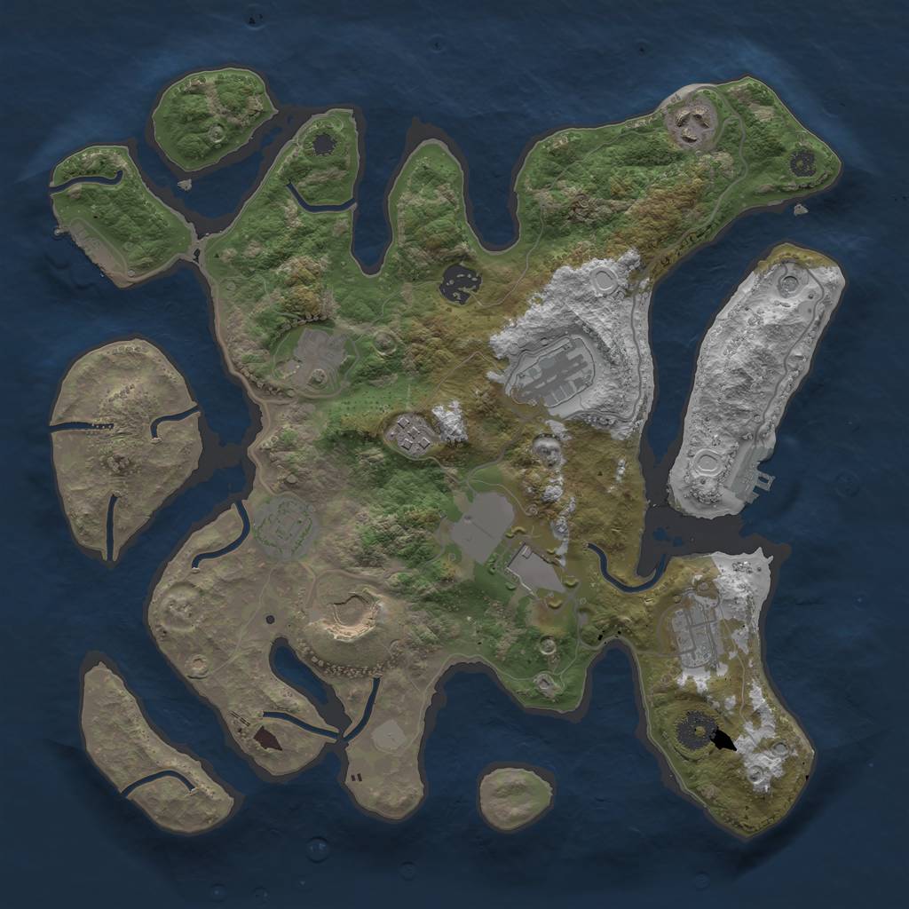 Rust Map: Procedural Map, Size: 3500, Seed: 453268, 17 Monuments