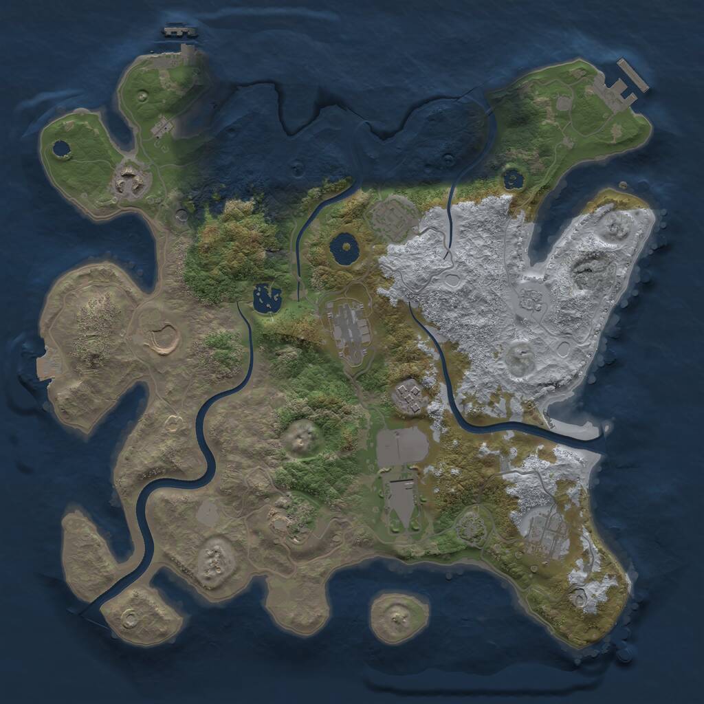 Rust Map: Procedural Map, Size: 3500, Seed: 453268, 15 Monuments
