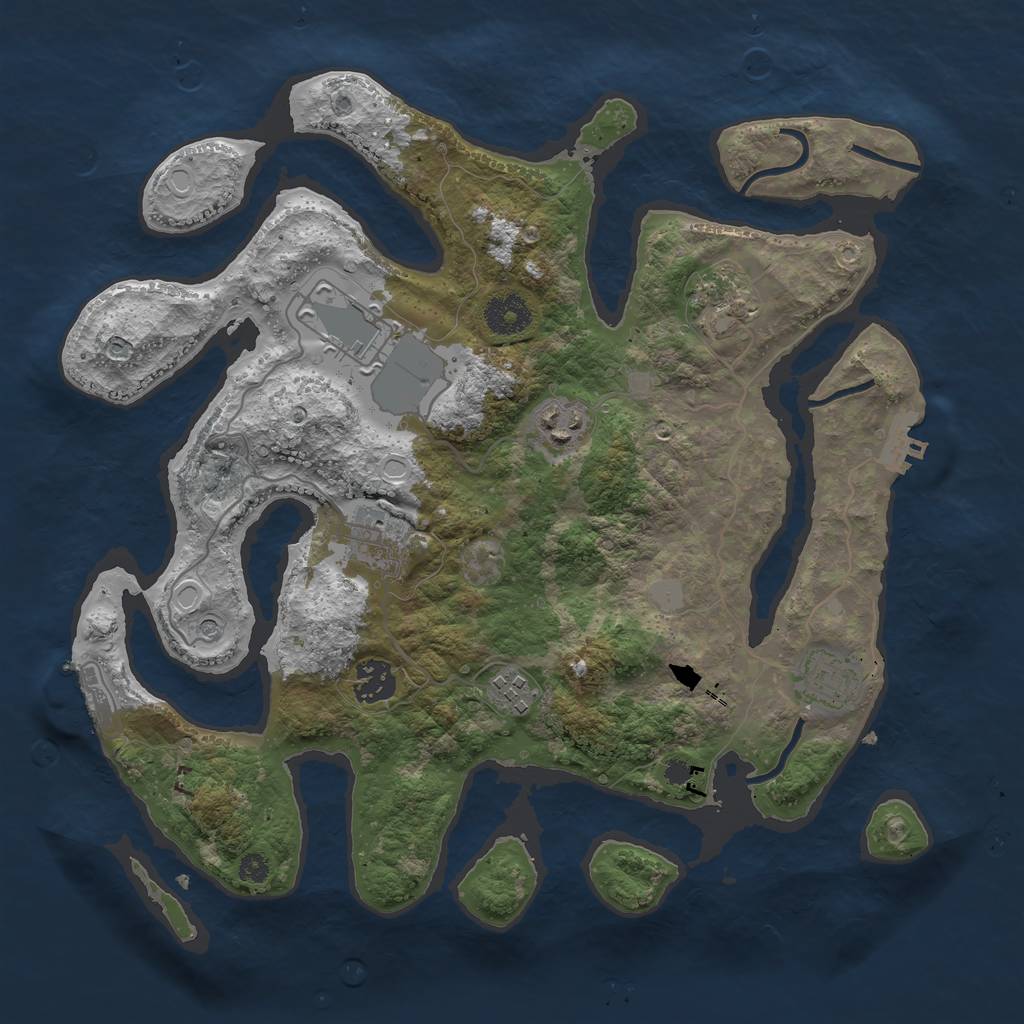 Rust Map: Procedural Map, Size: 3500, Seed: 54622728, 15 Monuments