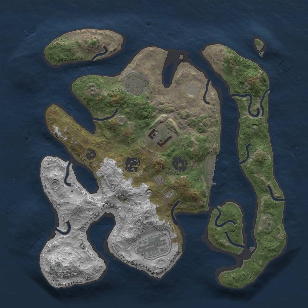 Rust Map: Procedural Map, Size: 3000, Seed: 423591479, 11 Monuments