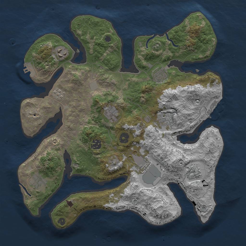 Rust Map: Procedural Map, Size: 3500, Seed: 1130815561, 17 Monuments
