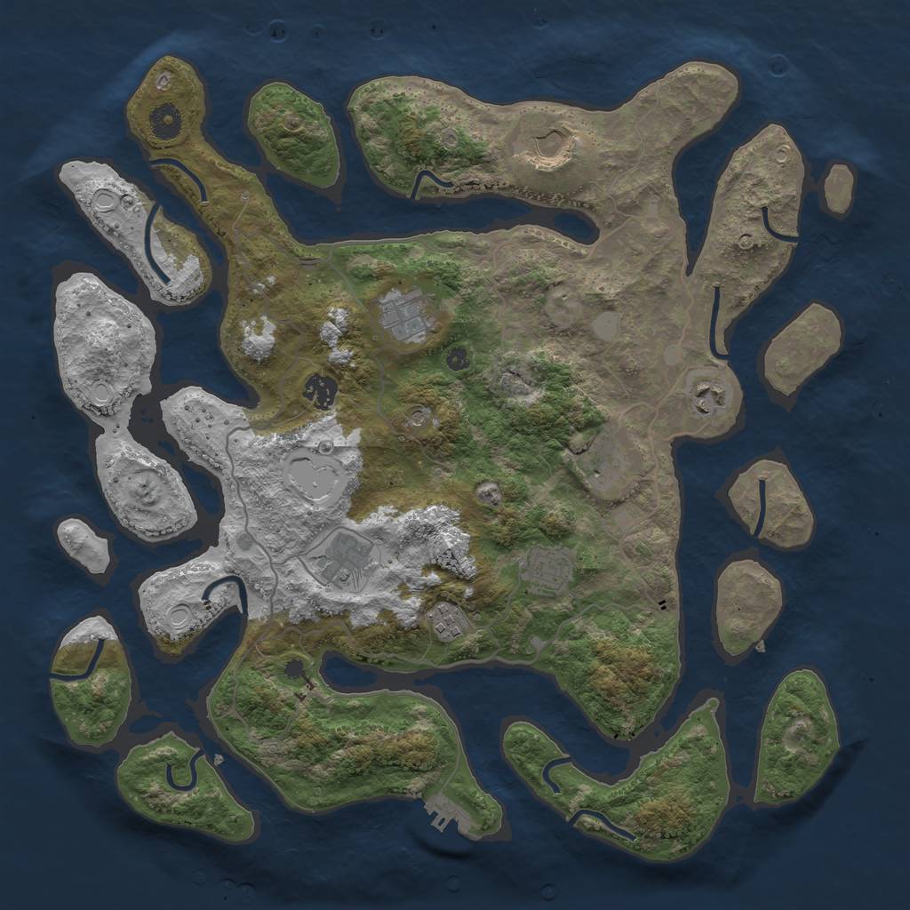 Rust Map: Procedural Map, Size: 4000, Seed: 13324, 15 Monuments