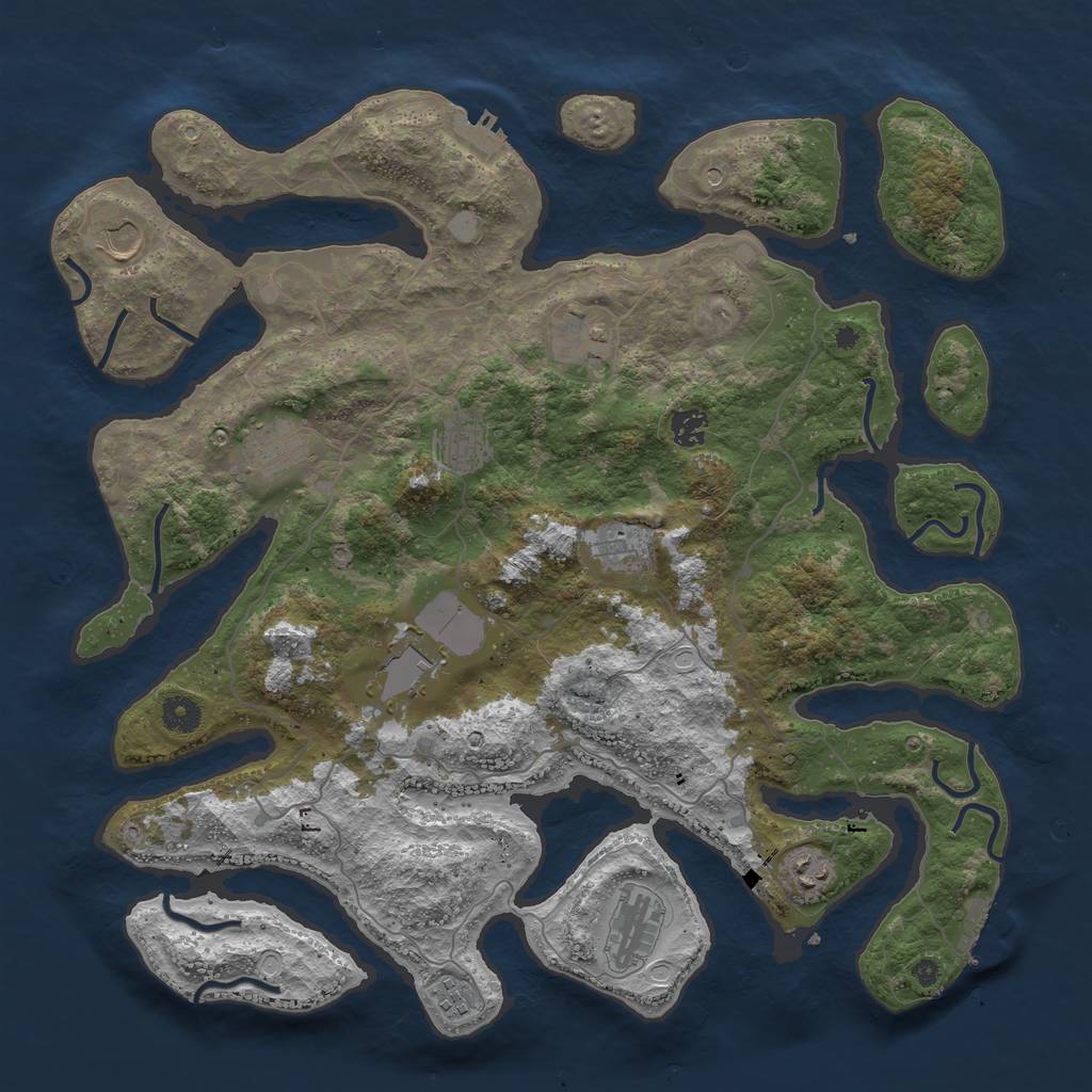 Rust Map: Procedural Map, Size: 4250, Seed: 810582057, 18 Monuments