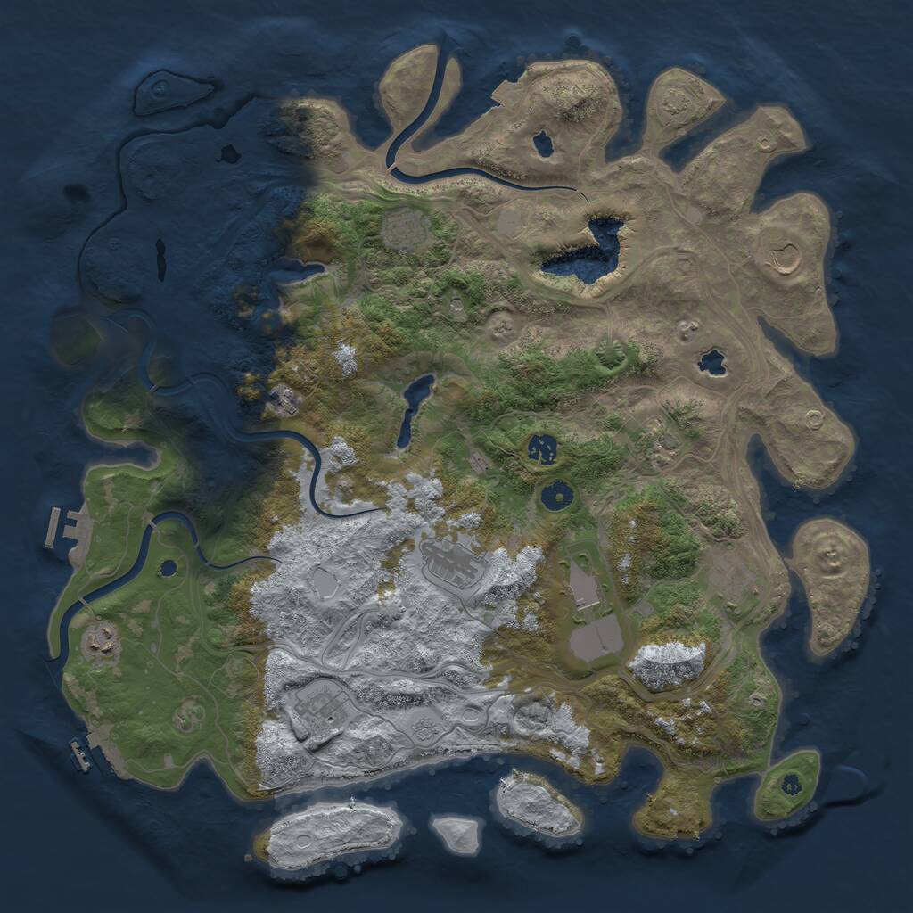 Rust Map: Procedural Map, Size: 4500, Seed: 1909697228, 16 Monuments