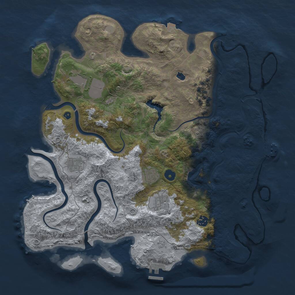 Rust Map: Procedural Map, Size: 4050, Seed: 438898285, 12 Monuments