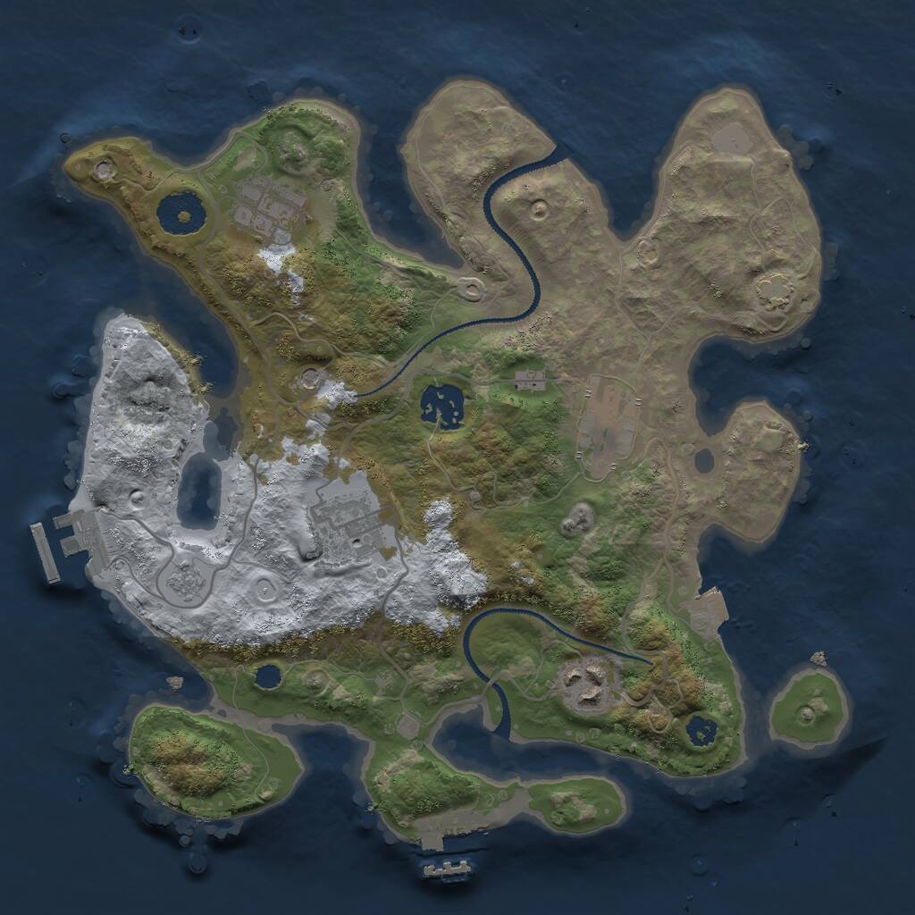 Rust Map: Procedural Map, Size: 3000, Seed: 1001001, 11 Monuments