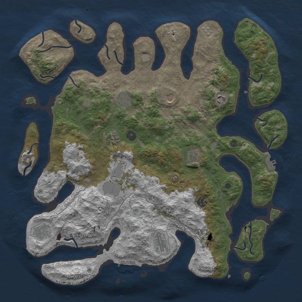 Rust Map: Procedural Map, Size: 4500, Seed: 1917245781, 18 Monuments