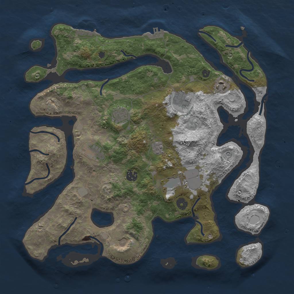 Rust Map: Procedural Map, Size: 3800, Seed: 498974971, 16 Monuments