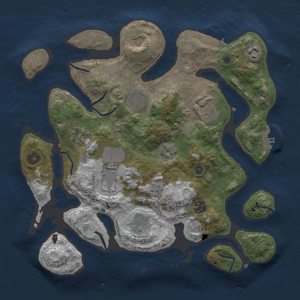 Rust Map: Procedural Map, Size: 3500, Seed: 323784321, 17 Monuments