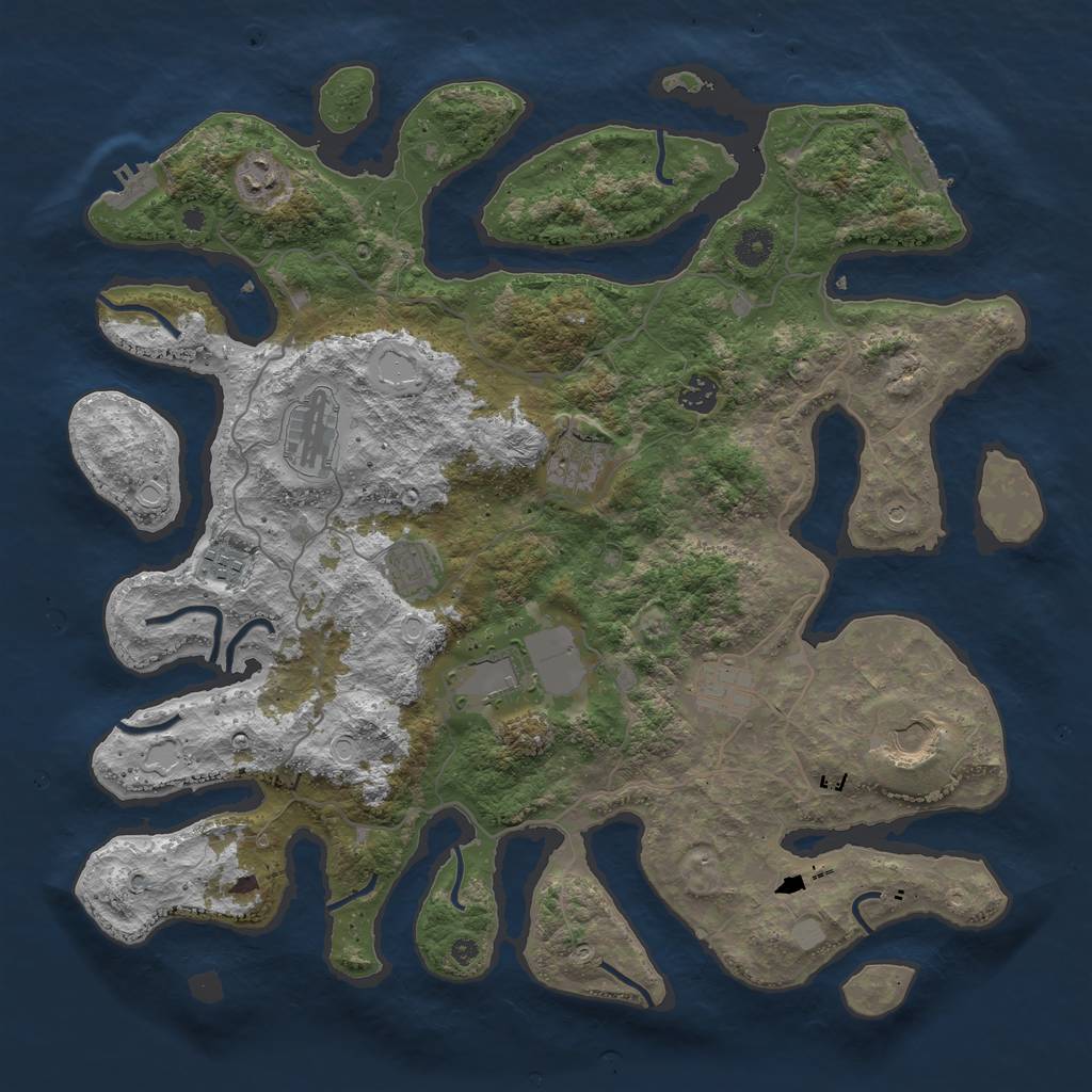 Rust Map: Procedural Map, Size: 4200, Seed: 213142442, 17 Monuments