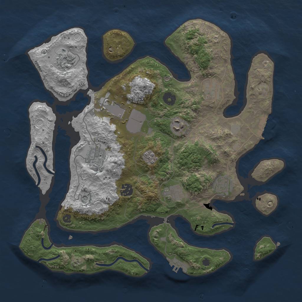 Rust Map: Procedural Map, Size: 3500, Seed: 229080, 17 Monuments