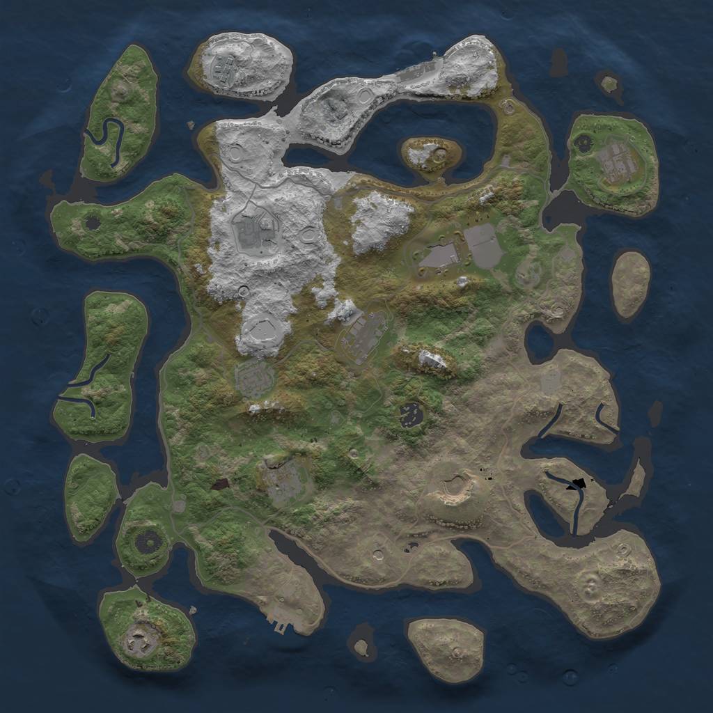 Rust Map: Procedural Map, Size: 4250, Seed: 915236909, 18 Monuments