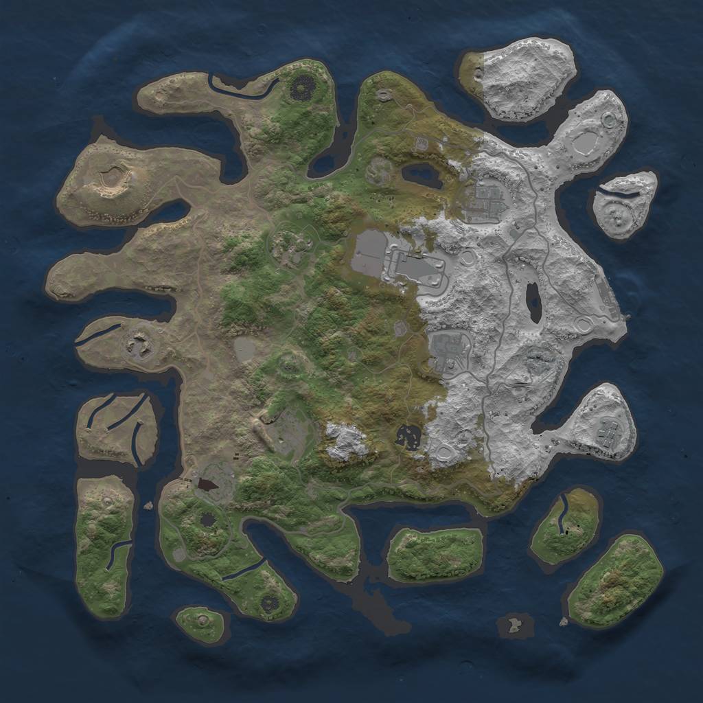 Rust Map: Procedural Map, Size: 4000, Seed: 12345666, 16 Monuments
