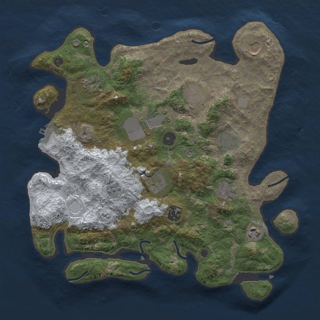 Rust Map: Procedural Map, Size: 3600, Seed: 21325689, 18 Monuments