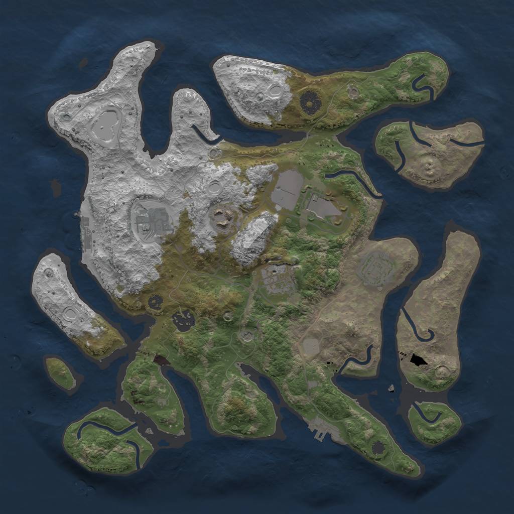 Rust Map: Procedural Map, Size: 3500, Seed: 2621217, 14 Monuments