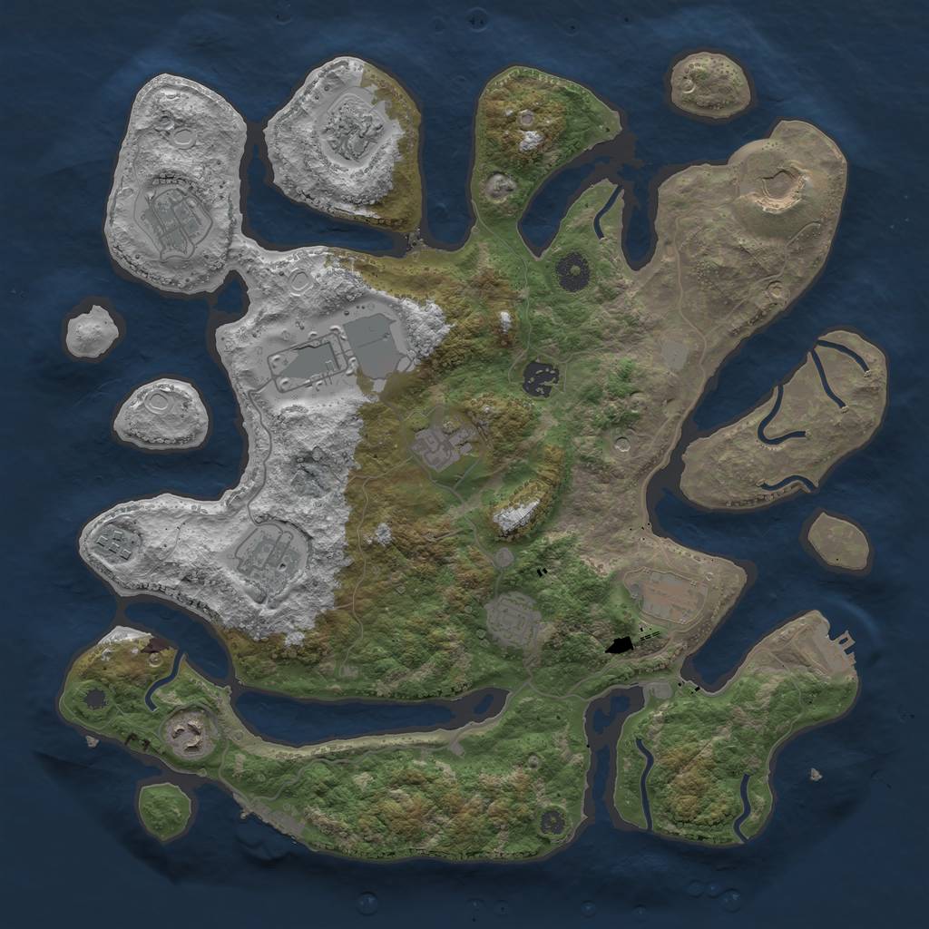 Rust Map: Procedural Map, Size: 3850, Seed: 1145774341, 19 Monuments