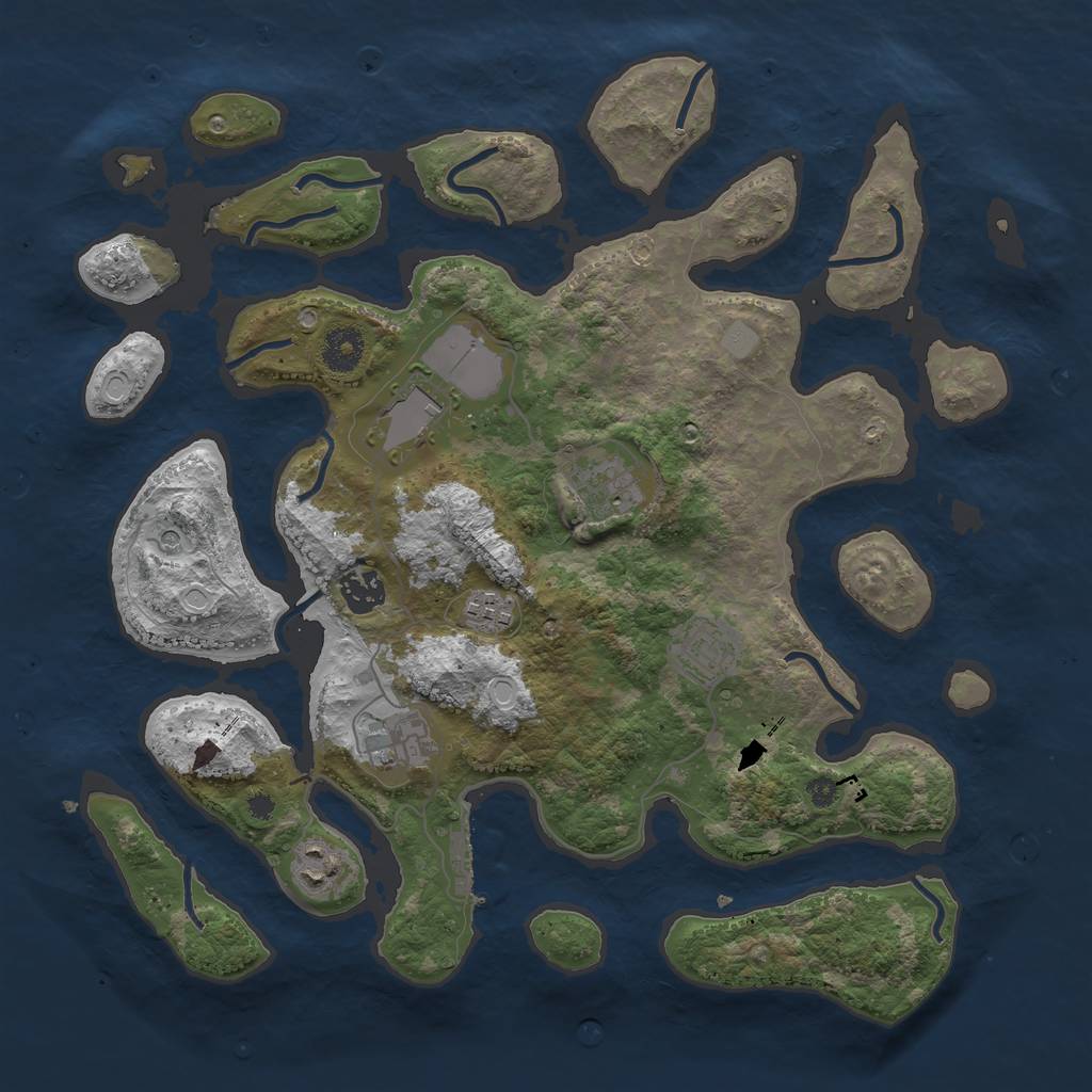 Rust Map: Procedural Map, Size: 3700, Seed: 51123, 14 Monuments